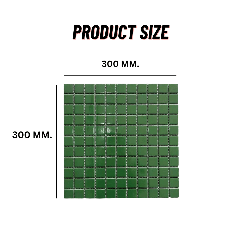 โมเสค TIMELESS TILES รุ่น CLASSIC SQUARE 25 ขนาด 30X30 ซม. สีเขียวเข้ม ผิวเงา GLOSS LEAVE GREEN โมเสคเซรามิกทรงสี่เหลี่ยมจัตุรัส_1
